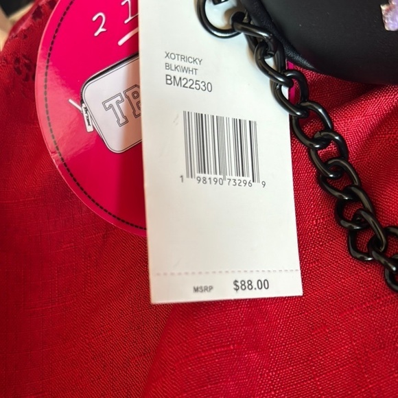 BETSEY JOHNSON DOUBIE SIDED  Black Crossbody Bag with Orange /purple Lettering - Picture 3 of 9